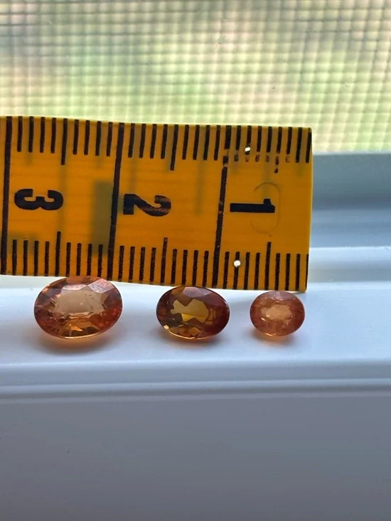 Set of 3 Orange Garnet Gemstones – Oval Faceted Hessonite Garnet Lot Warm Tones - Picture 10 of 15
